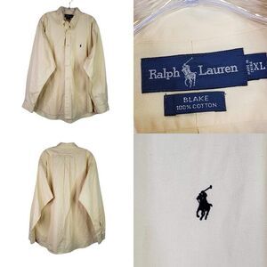 Polo Ralph Lauren Oxford Shirt Men's XL Yellow Blake Oversized LS Button Down